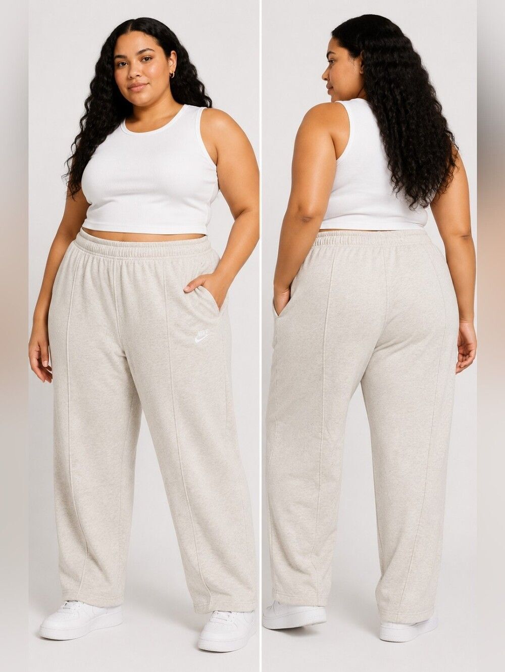 Nike Plus Wide-Leg Sweatpants in Heather Light Grey 3X Womens